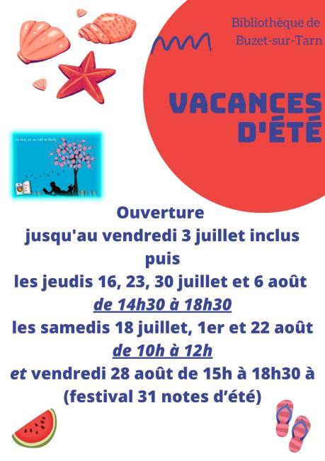 horaires été bibli