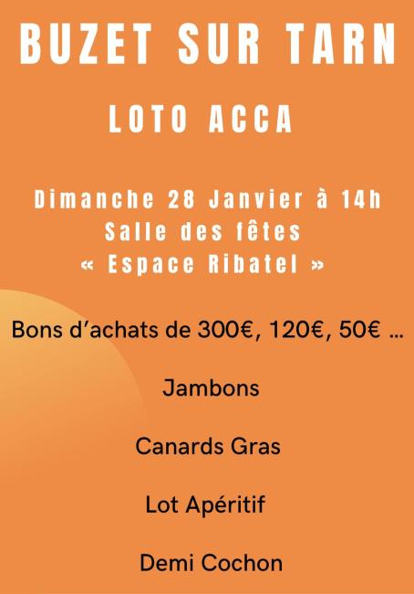 Flyer loto de l'ACCA le 28/01/2024